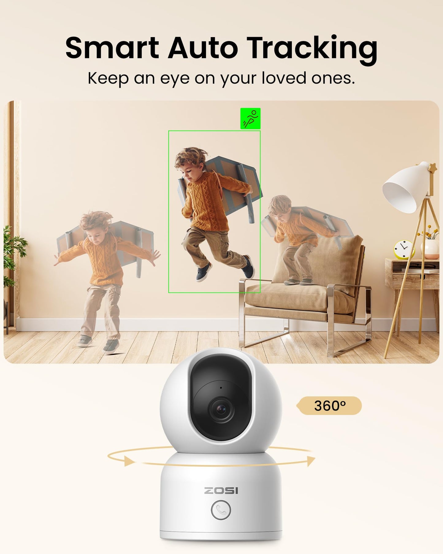 Zosi C518 4Mp Indoor Pan/Tilt Smart Home Security Camera For Pet Dog Baby Nanny Monitor,2.4G/5G Dual-Band Plug-In Wifi Cam,Auto-