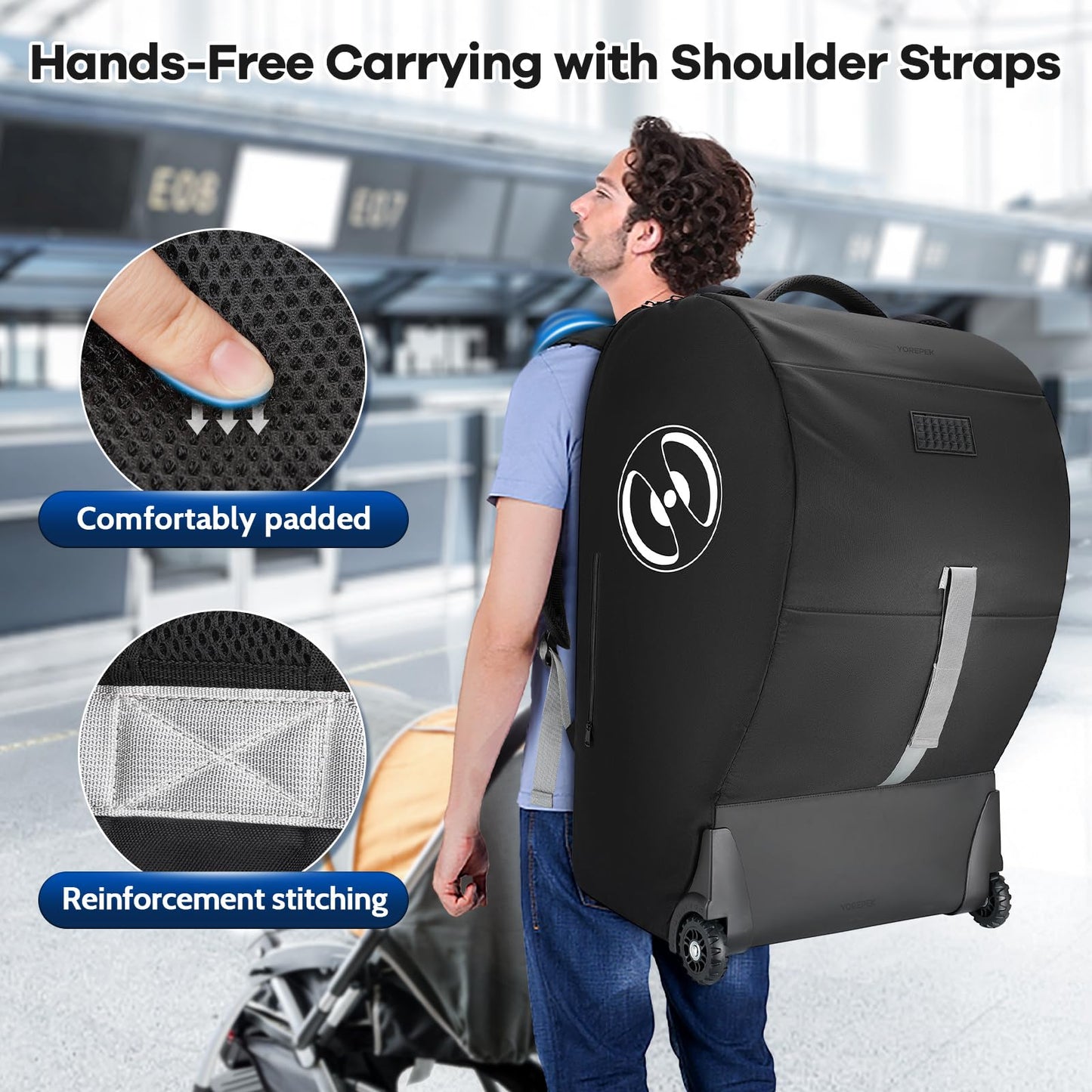 Yorepek Infant Car Seat Travel Bag Backpack With Wheels, Fits For Doona Car Seat Stroller, Padded Carseat Bags For Air Travel Wi