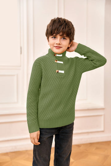 Makkrom Toddler Sweater Baby Boy Girl Turtleneck Cable Knit Sweaters Long Sleeve Christmas Outwear Spring Fall Winter Army Green