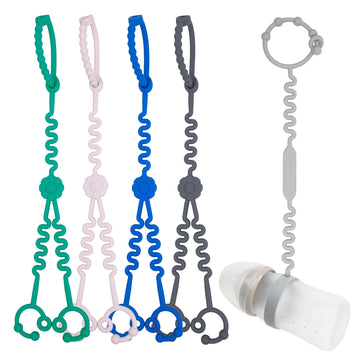 Baby Toy Straps - 1 Drag 2 Design For Toy Safety - 5 Food-Grade Silicone Straps For Strollers, High Chairs, Cribs & Car Seats -