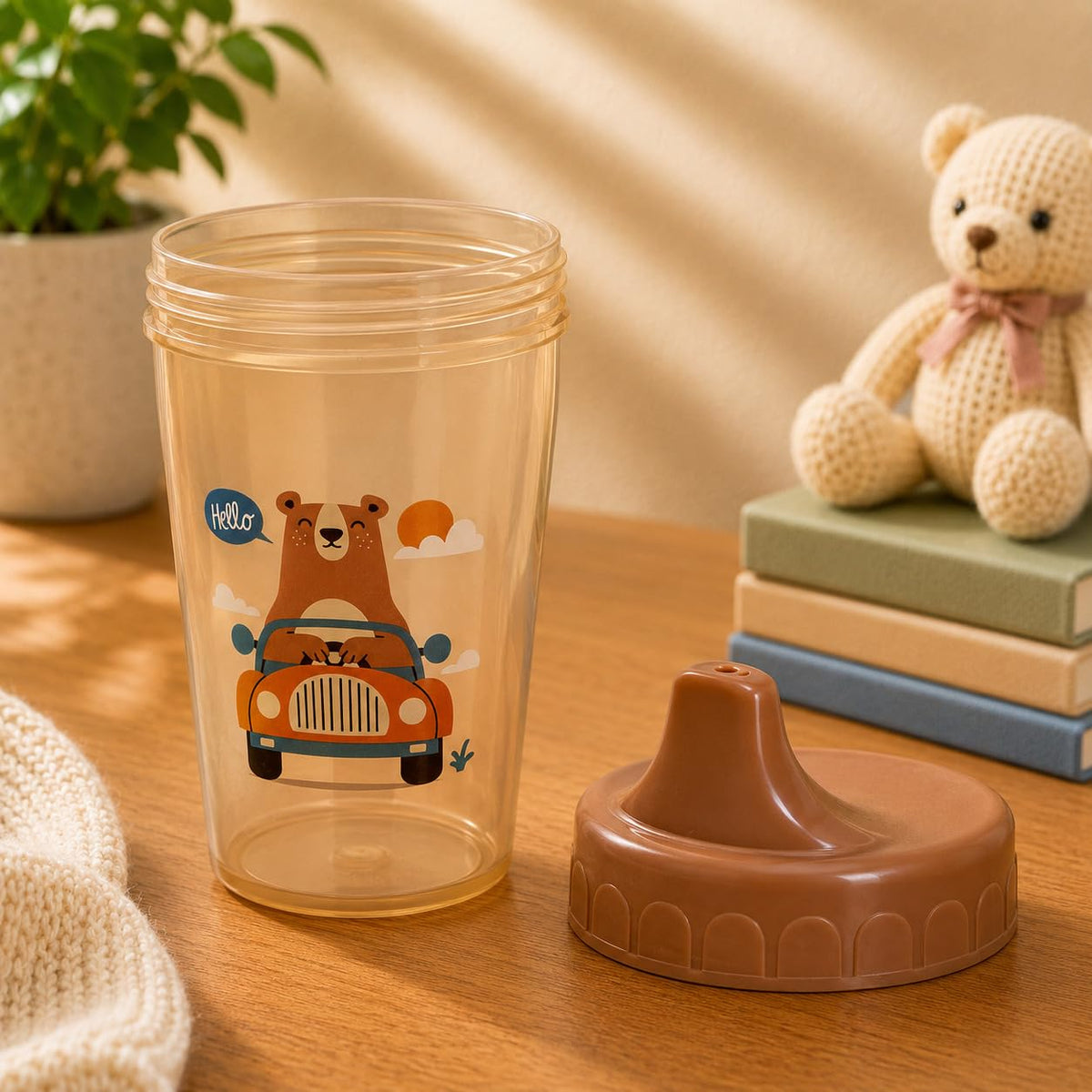 Adore SIPPO Lift N Sip SipperLeak Proof, Drip Proof Cup Training Drinking Cup (Brown)