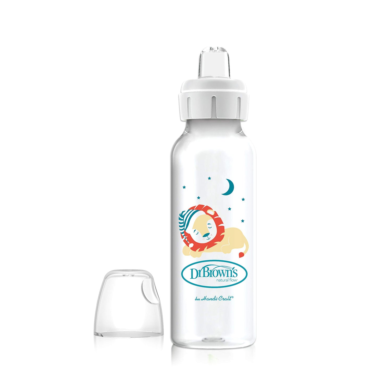 Dr. Browns Milestones Narrow Sippy Bottle, 100% Silicone Soft Sippy Spout, 8Oz/250Ml, Lion, 6M+