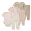 Burt Bees  6Pk Baby Girl Organic Cotton Bodysuit & Pant Set, Ranunculus, Pink 6Piece Set, 69 Months