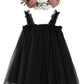 Bgfks Layered Tulle Tutu Dress For Toddler Girls,Baby Girl Rainbow Tutu Princess Skirt Set With Flower Headband.(Black,12 Months