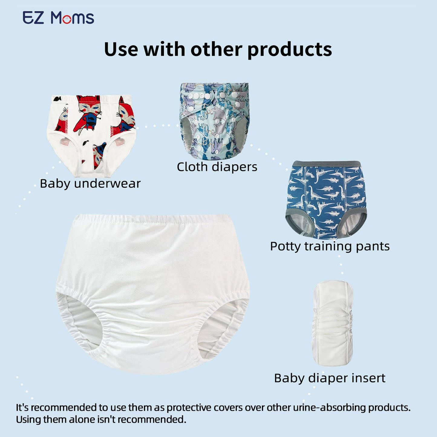 Ez Moms 4 Packs Soft Diaper Covers For Toddler Girls Reusable Portable Rubber Pants For Toddlers Plastic Underwear Covers For Po