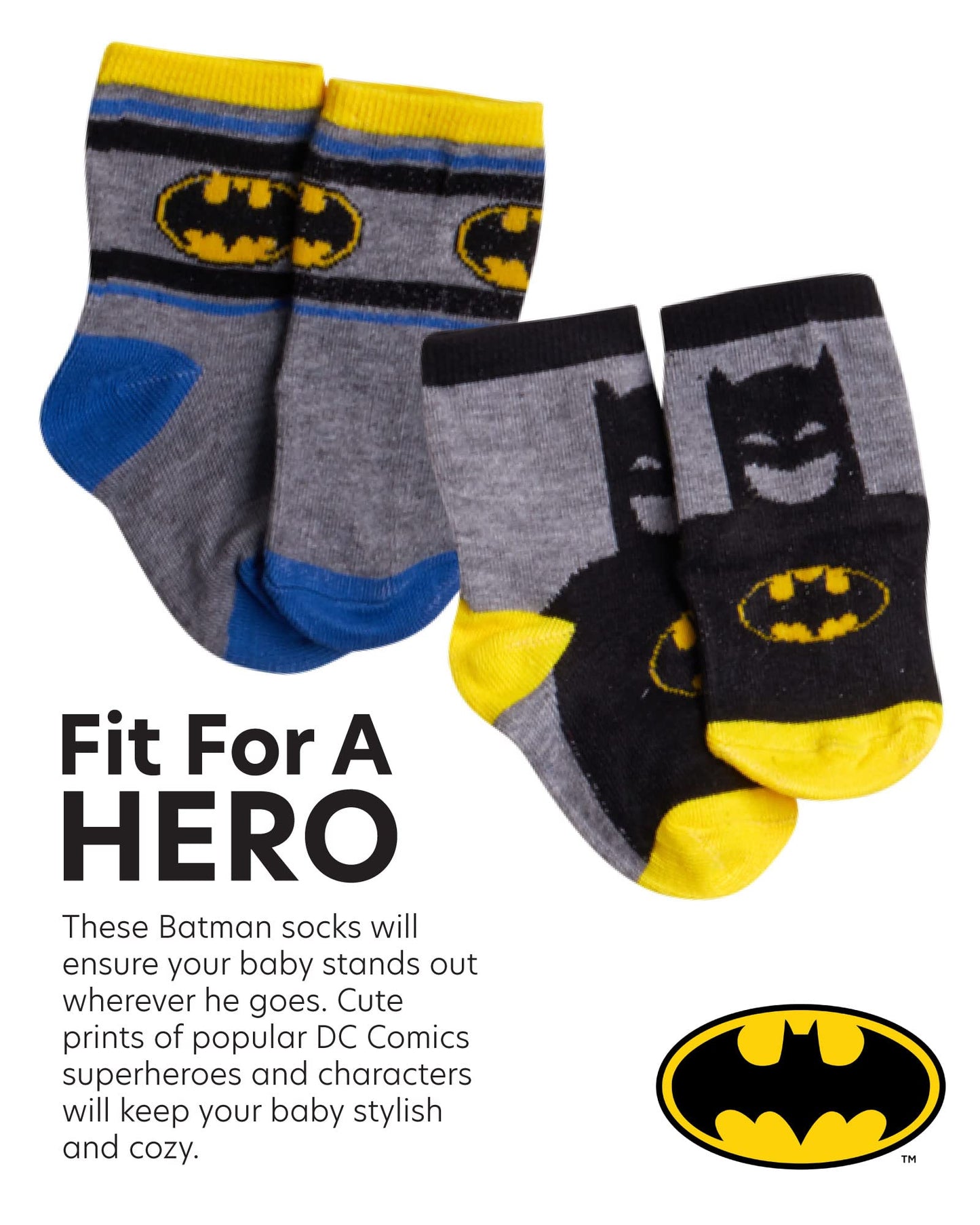 Dc Comics Baby Boys/Girls 12 Pack Socks: Batman, Wonder Woman, Superman, Justice League, Super Girl, Size Age 6-12M, Blue/Yellow