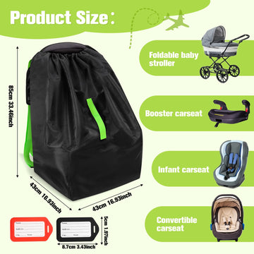 Waterproof Car Seat Bags For Airplane Travel, Durable Carseat Cover For Air Travel Car Seat Travel Bag With Shoulder Straps And
