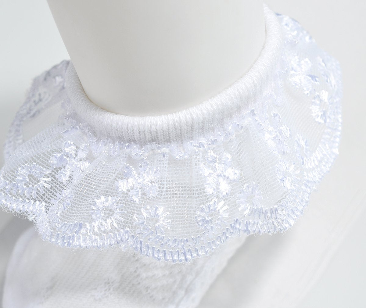 Epeius Baby-Girls Eyelet Frilly Lace Socks Cotton Rich Infant Girl Princess Ankle Socks White/Ivory(Pack Of 2) 6-12 Months