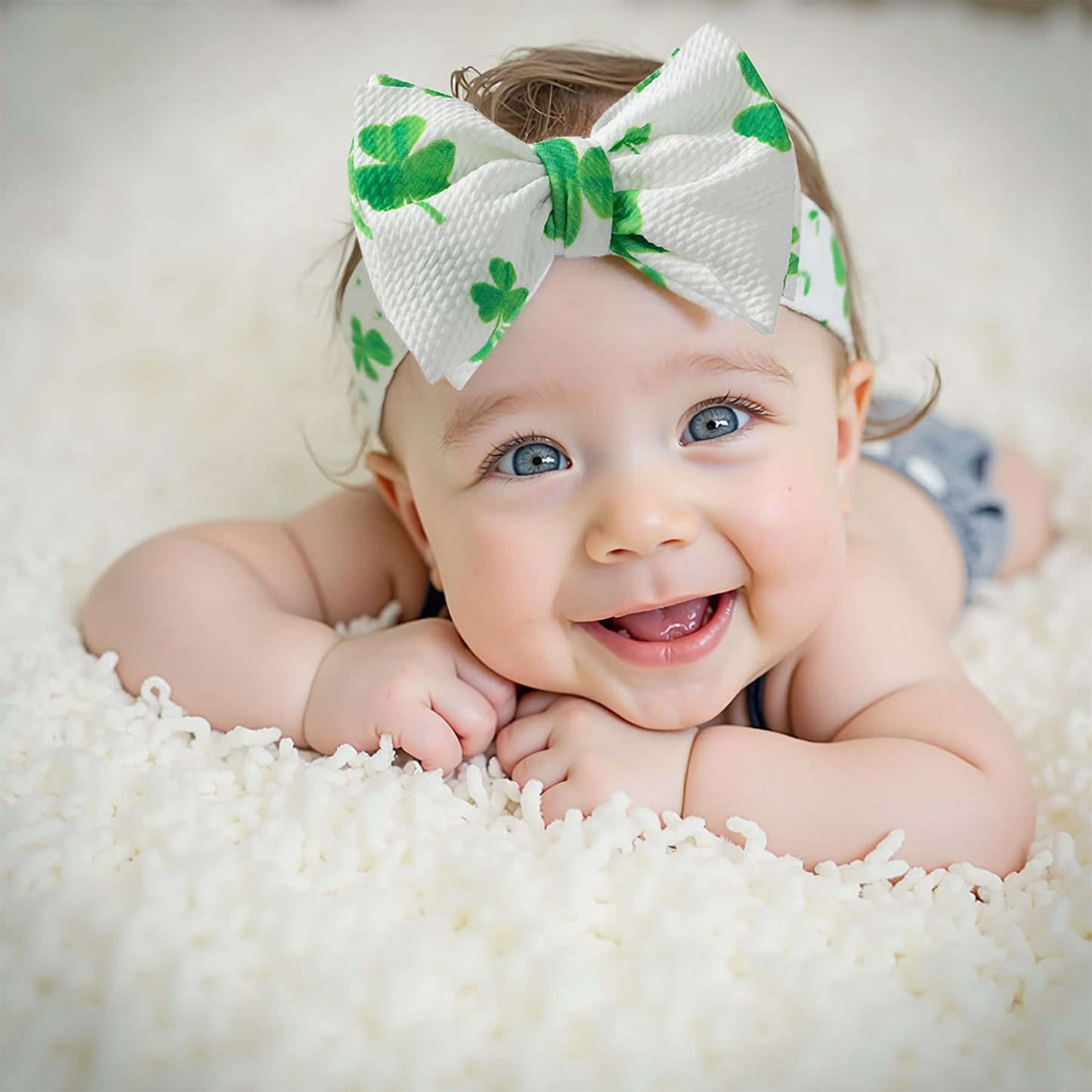 Qfv Infant Bows St Patrick'S Day Baby Girls Bows Headband, Newborn Soft Baby Hairband, One Sizes Fits All Baby