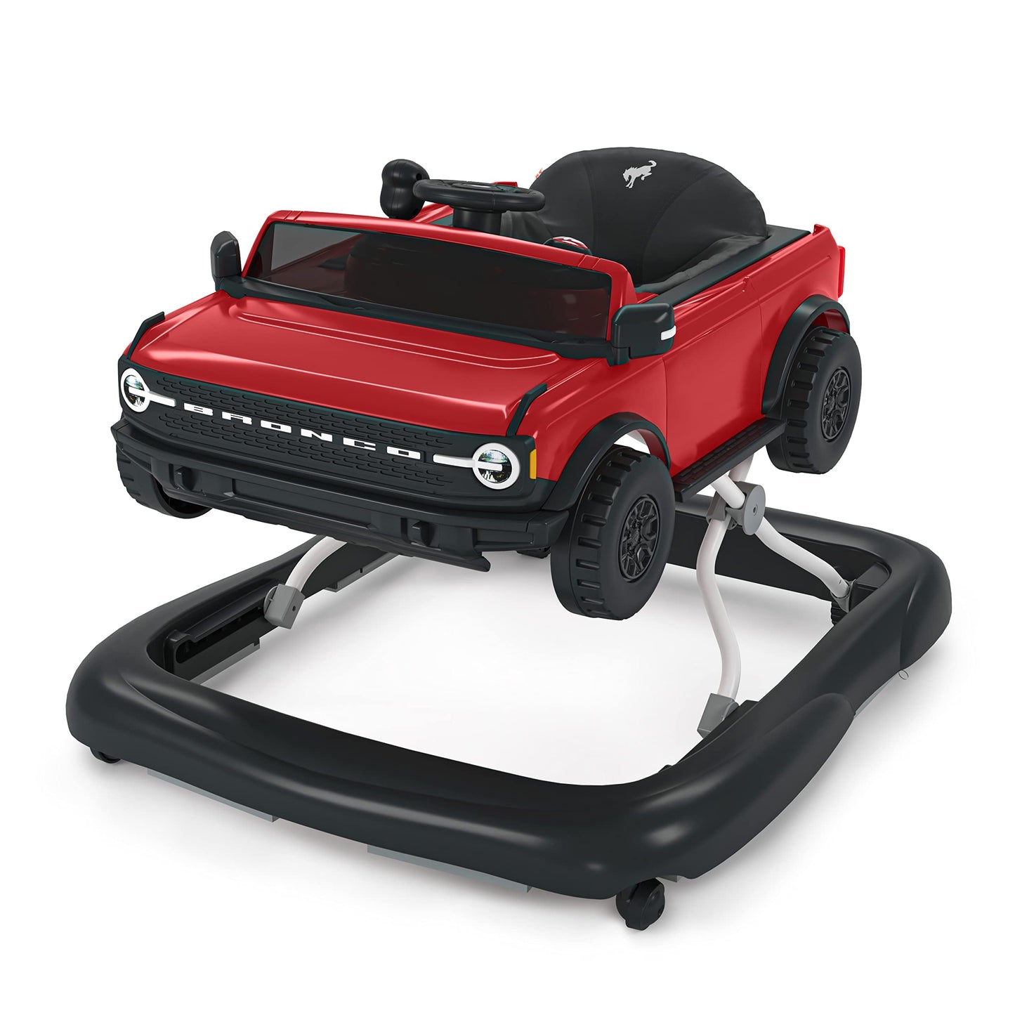 Bright Starts Ford Bronco 4-In-1 Red Baby Activity Center & Push Walker With Removable Interactive Steering Wheel -Toy, 6 Months
