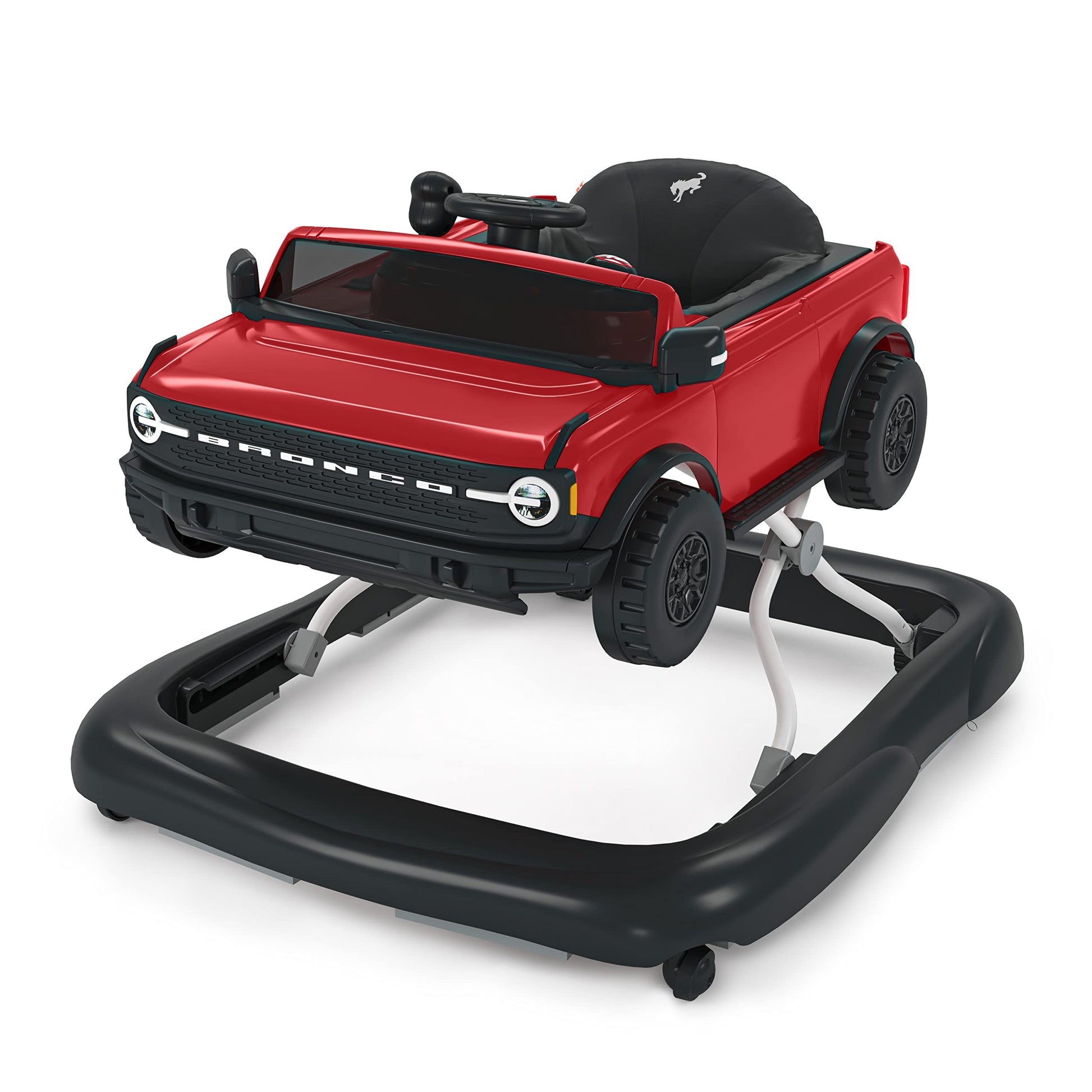 Bright Starts Ford Bronco 4-In-1 Red Baby Activity Center & Push Walker With Removable Interactive Steering Wheel -Toy, 6 Months