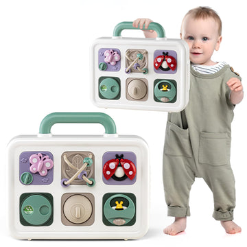 SOCBTNSO Busy Board for 1 Year Old, Montessori Toys for 1+ Year Old, Travel Toys for Toddlers 1-3, Learning Fine Motor Skills| B