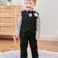 Yallet Toddler Baby Boy Clothes Suit Gentleman Wedding Outfits, Formal Dress Shirt+Bowtie+Vest+Boutonniere+Suspender Pants(V Bla