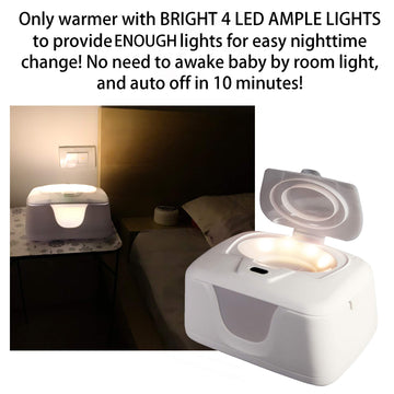 Gogo Pure Baby Wipe Warmer And Dispenser, Advanced Features With 4 Bright Auto/On Off Led Ample Lights For Easy Nighttime Change