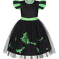 Marendyee Black Witch Costume Girls Halloween Toddler Kids Tulle Dresses Flutter Sleeve (9-10 Years)