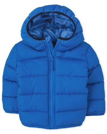 The Children'S Place Baby Boys And Toddler Medium Weight Puffer Jacket, Wind-Resistant, Water-Resistant Jacket, Blue, 4T Us