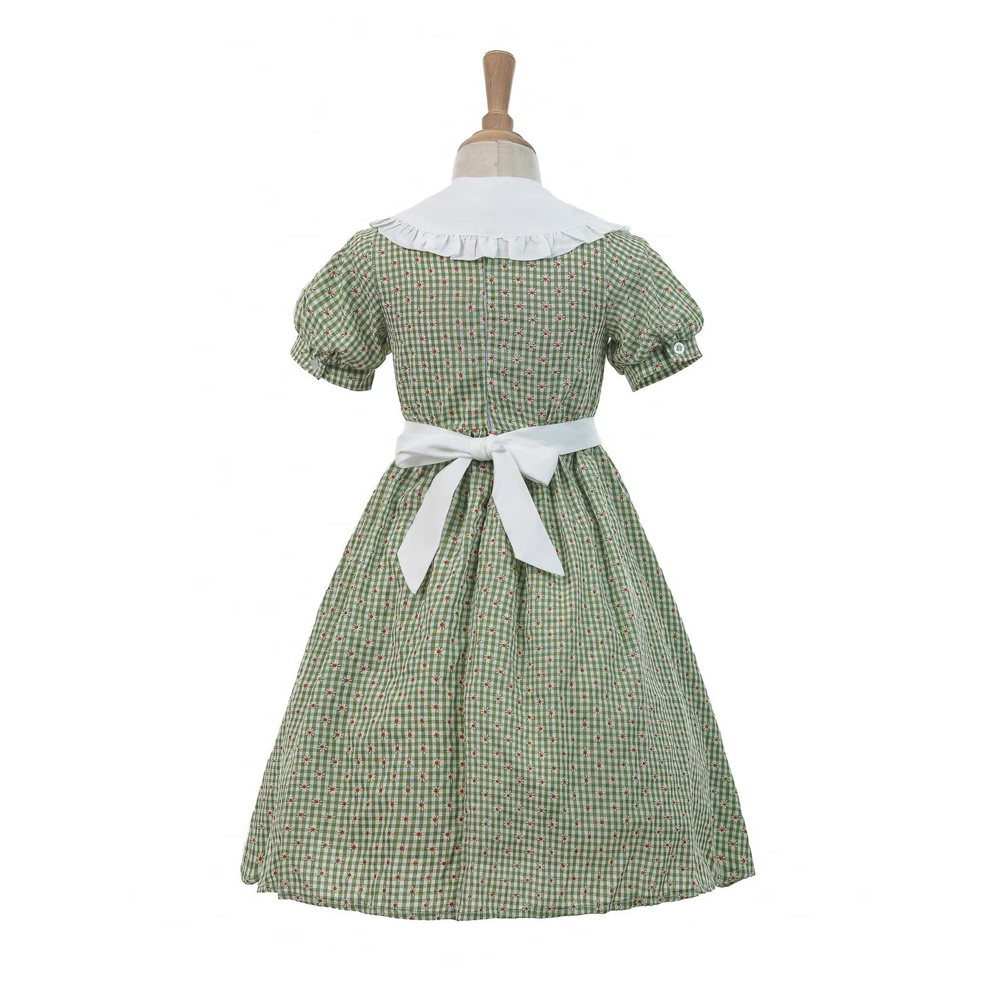 Nuoqi Prairie Dresses For Girls Pioneer Laura Ingalls Wilder Costume Colonial Girls Costume 10-12, Green
