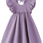 Jnklwpjs Toddler Baby Girl Cotton Linen Ruffle Halter Sleeveless Kids Casual Beach Party Dresses Purple 110Cm