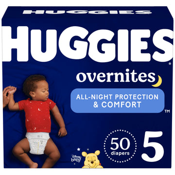 Huggies Overnites Size 5 Overnight Diapers (27+ Lbs), 50 Ct, Packaging May Vary