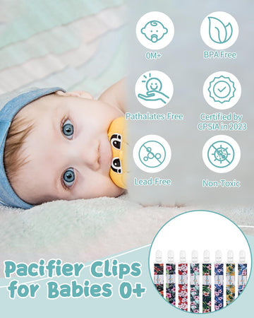Babygoal Hawaii Pacifier Clips 8 Pack, Pacifier Holder Clips For Baby Boys And Girls Fits For Most Pacifier, Binkie Styles & Bab