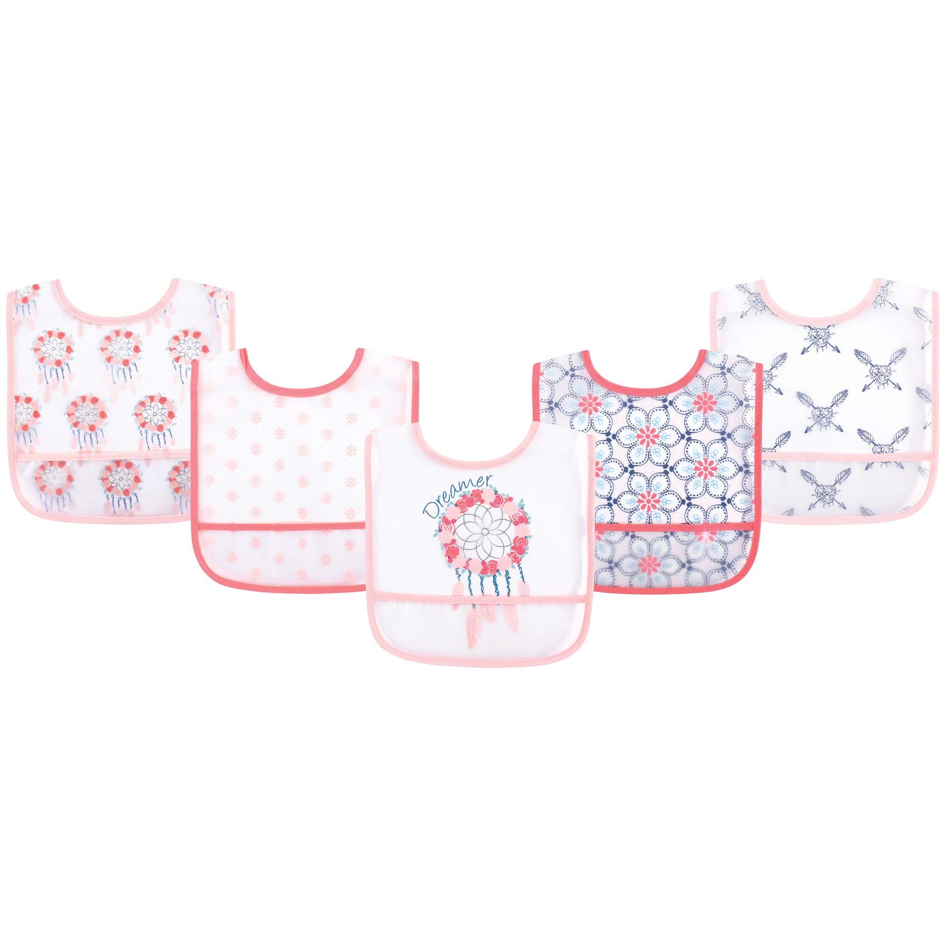 Yoga Sprout Waterproof Bibs, 5 Pack, Dream Catcher