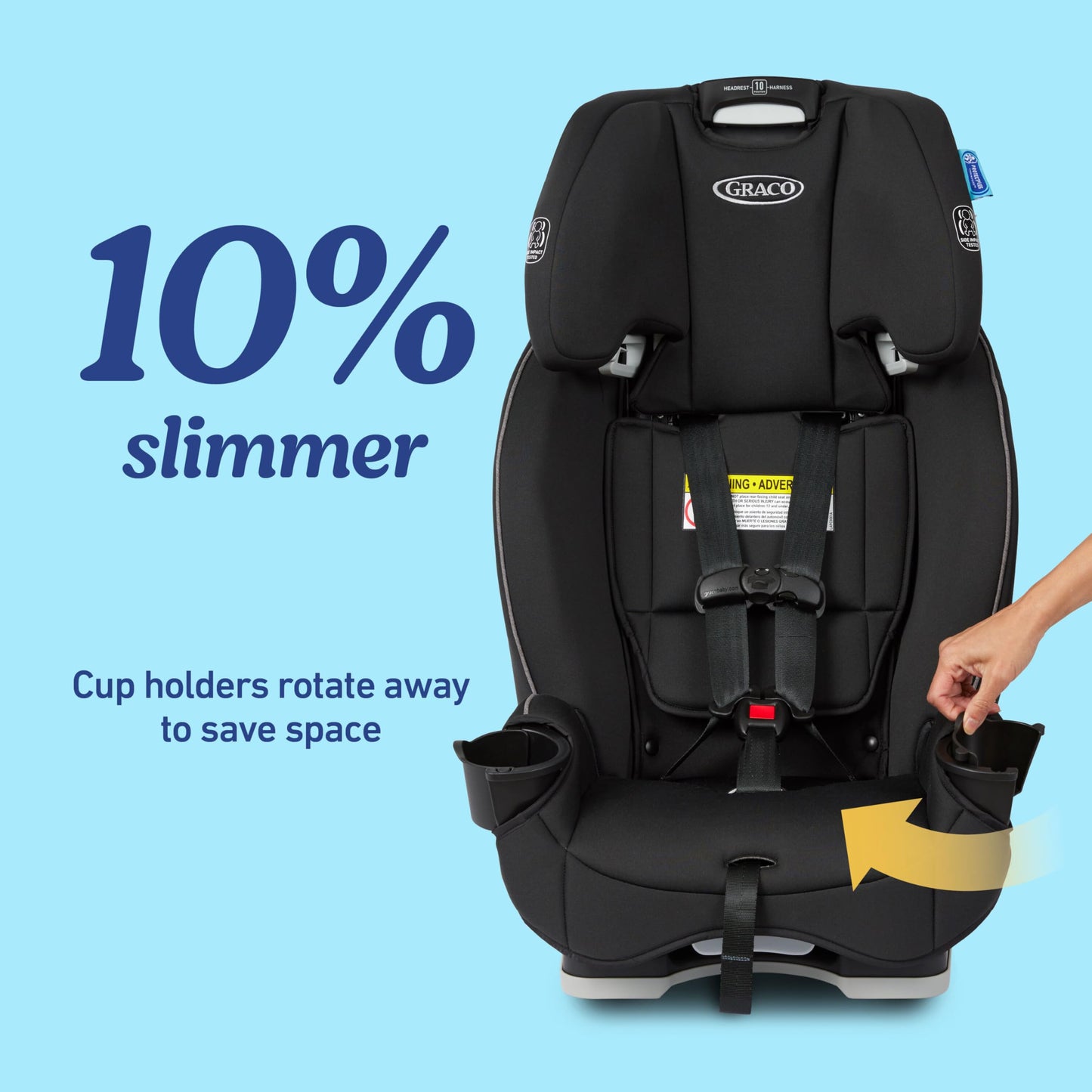 Graco Slimfit 3-In-1 Convertible Car Seat, Ultra-Space-Saving Design, Jarret, Suitable For Rear And Forward-Facing, Highback Boo