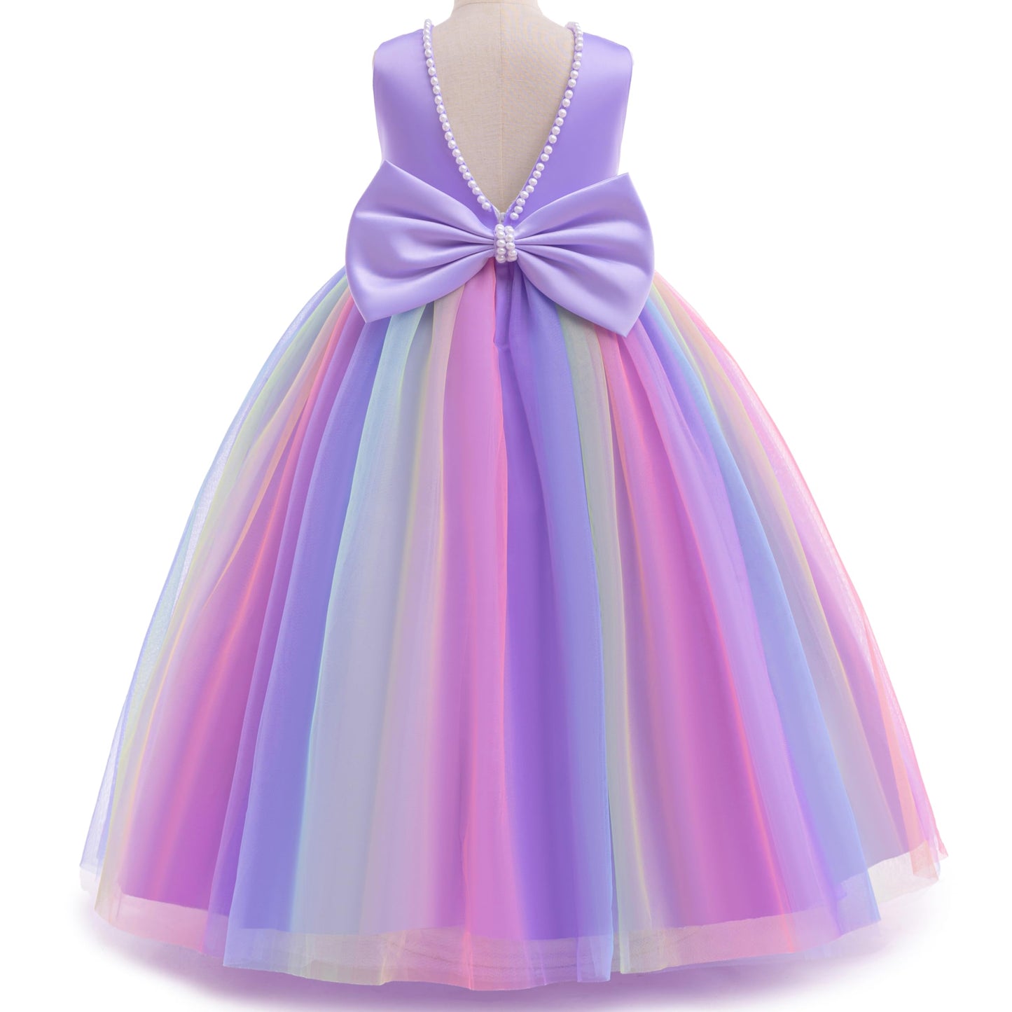 Jup'Elle Baby Girls Dresses With Pearls & Rainbow Color Tulle - Party Wedding Pageant Eastern Flower Girl 2 Years Birthday Dress