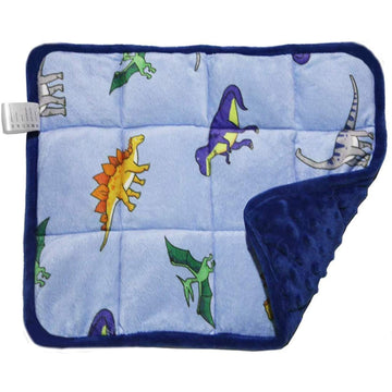 Maxtid Weighted Lap Pad Blanket For Kids 5 Lbs - Sleep Plush Travel Size Blue Dinosaur 16'X22' For Boys Gift