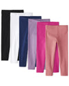 The Children'S Place,And Toddler Basic Solid Leggings 6-Pack,_White | Amethyst Jewel | Black | Hawaiian Hibiscus | Lotus Flower