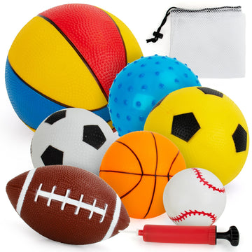 Balls for Toddlers 1-3,Toddler Sports Toys,Set of 7 Kids Ball Soft Foam Baby Sports Balls- Soccer Ball Basketball Baseball Rugby