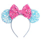 zhezesmila Sparkling Mouse Ears Sequin Bow Ears Headband for Women Hair Band Dazzling Accessories Headwear for Princess Costume 