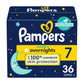 Pampers Overnight Diapers - Swaddlers Overnights - Size 7, 36 Count, Disposable Baby Diaper, Night Time Leak And Skin Protection