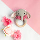 Wooden Baby Rattle - Elephant Handcrafted Newborn Toys 0-6 Months - Organic Crochet Stuffed Animal Sensory Toy for Girls & Boys 