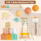 Baby Toys 6-12 Months Montessori Toys for Babies 6-12-18 Months,Wooden Stacking Building Blocks,Infant Teething Toys Sensory Bal