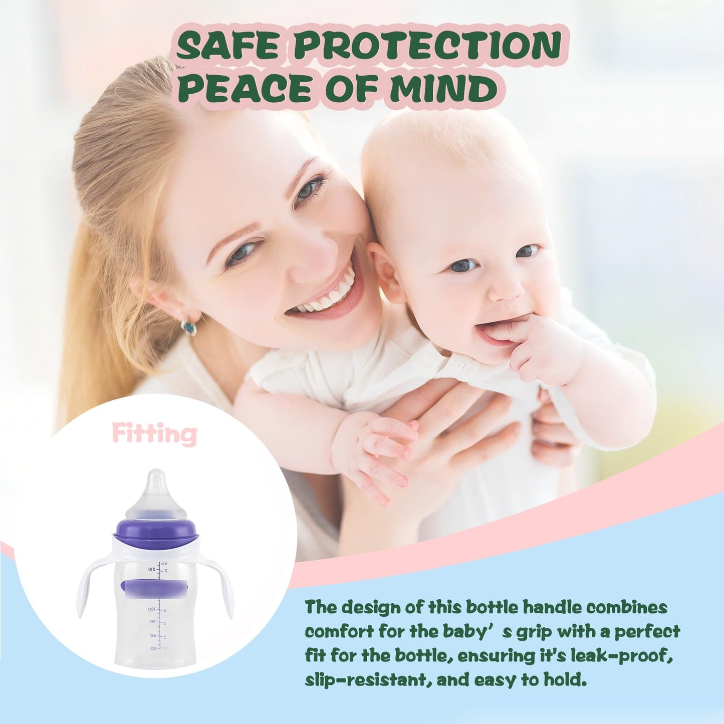 Baby Bottle Handles Compatible For Lansinoh Bottles, Feeding Bottles Holder Accessories, White, Pack Of 4