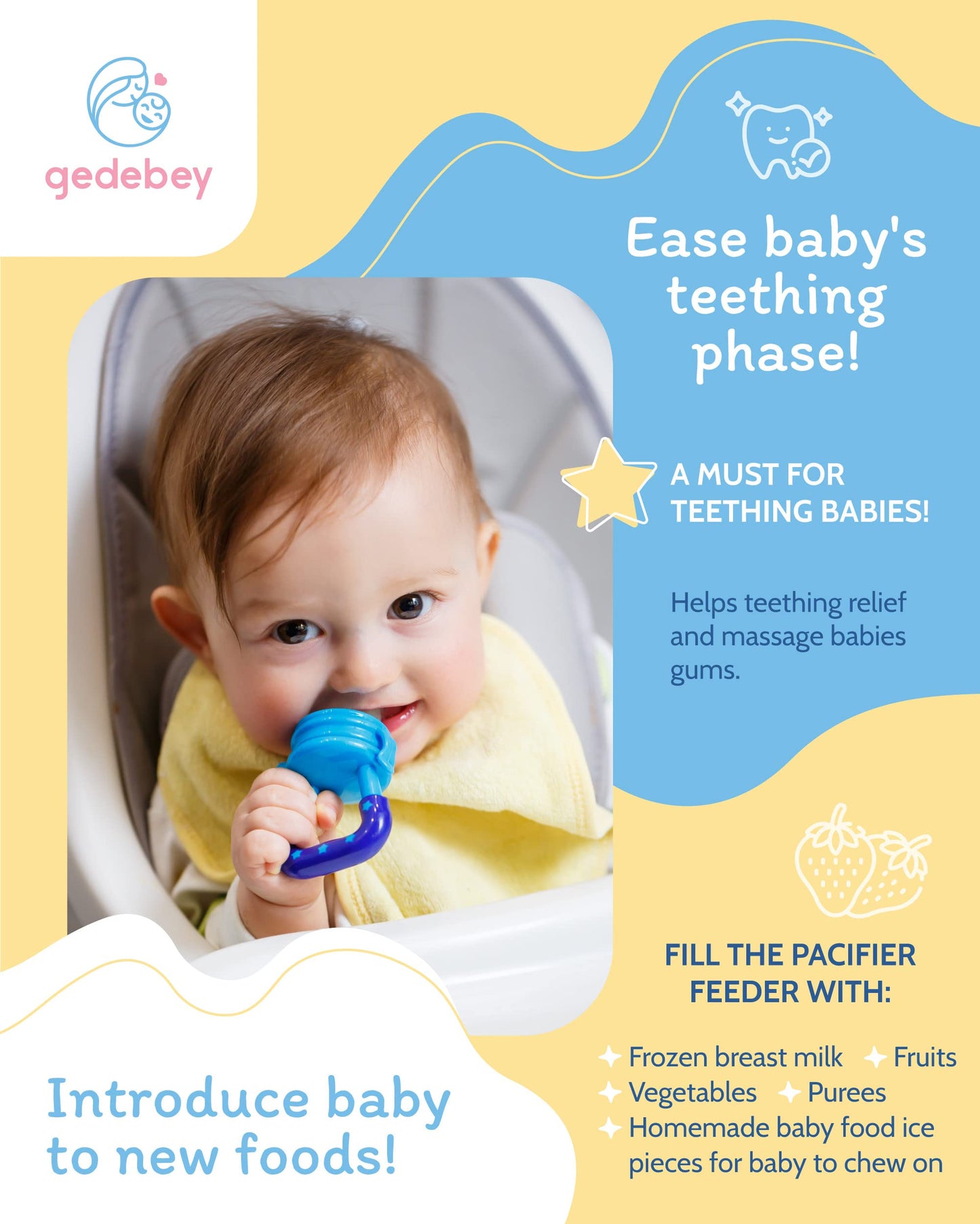 Baby Food Feeder/Fruit Feeder Pacifier Nibbler (2 Pack) - Infant Teething Toys | Silicone Feeder Baby | Mesh Teethers For Babies