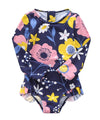 Baby Girls Long Sleeve Bathing Suits One Piece Swimsuits For Kids Sun Protection Rash Guard Swim Shirts Floral 18 Months
