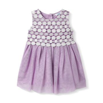 Nautinati Girls Mesh Party Dress|Applique Design With Lace| Age 02 Years(Nnngtw03047536M_Lavendar_36M)