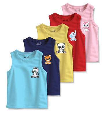 Minicult Men Cotton Regular Fit Basics Baby Vests In Solid Colors (Multicolour)(Pack Of 5)(36 Mts)