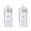 NUK Simply Natural Baby Bottle with SafeTemp, 9 oz, 2 Pack, Blue Stars