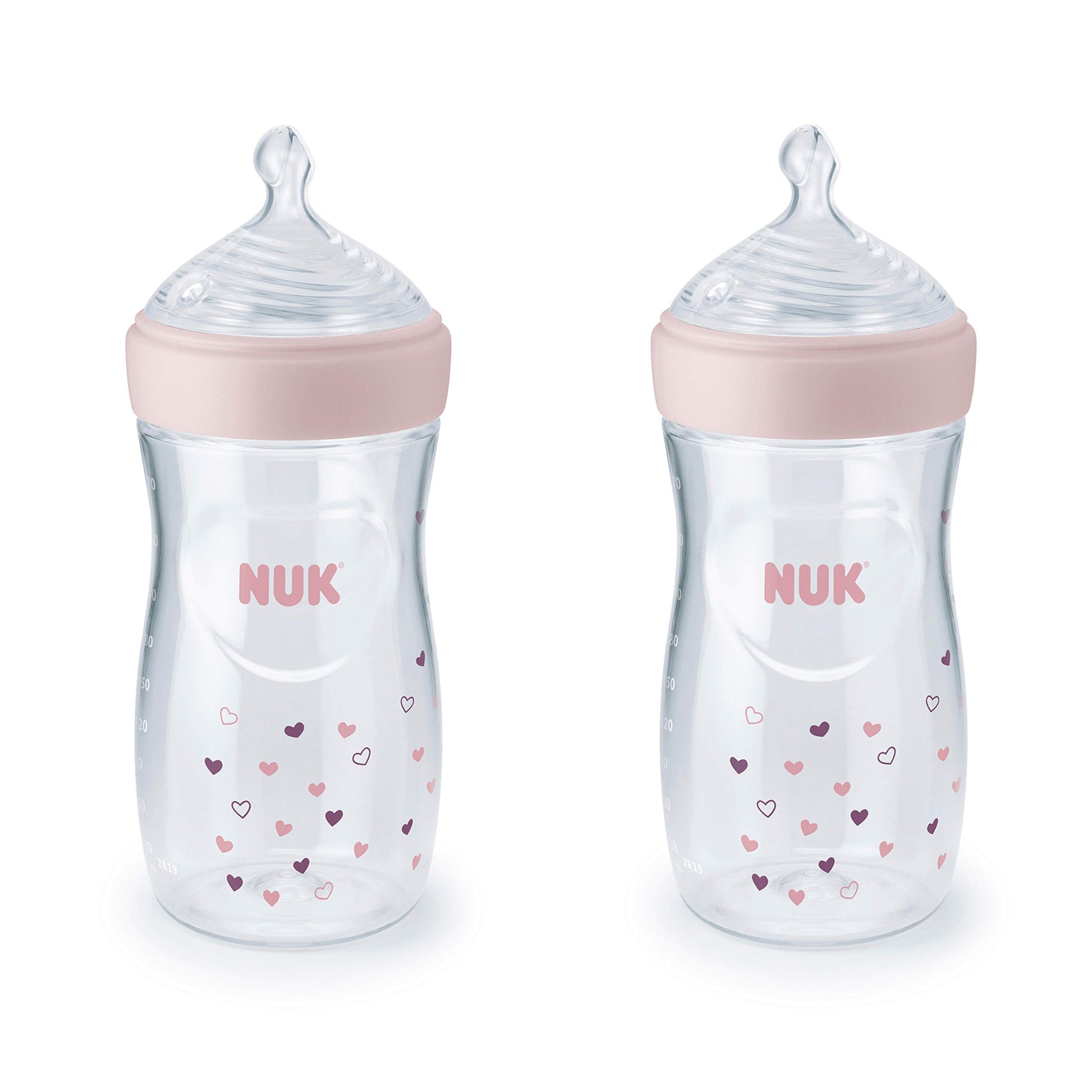 NUK Simply Natural Baby Bottle with SafeTemp, 9 oz, 2 Pack, Blue Stars