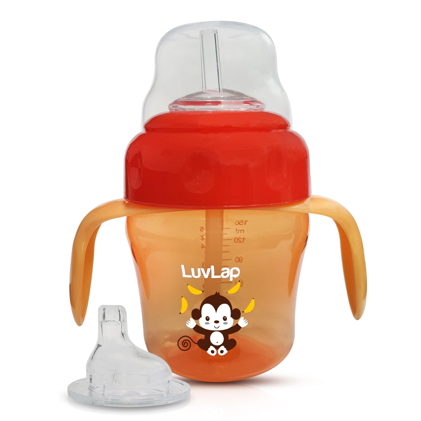 Luvlap Banana Time 150Ml Anti Spill, Interchangeable Sipper/Sippy Cup With Soft Silicone Spout And Straw For Kids Bpa Free, 1 Ye