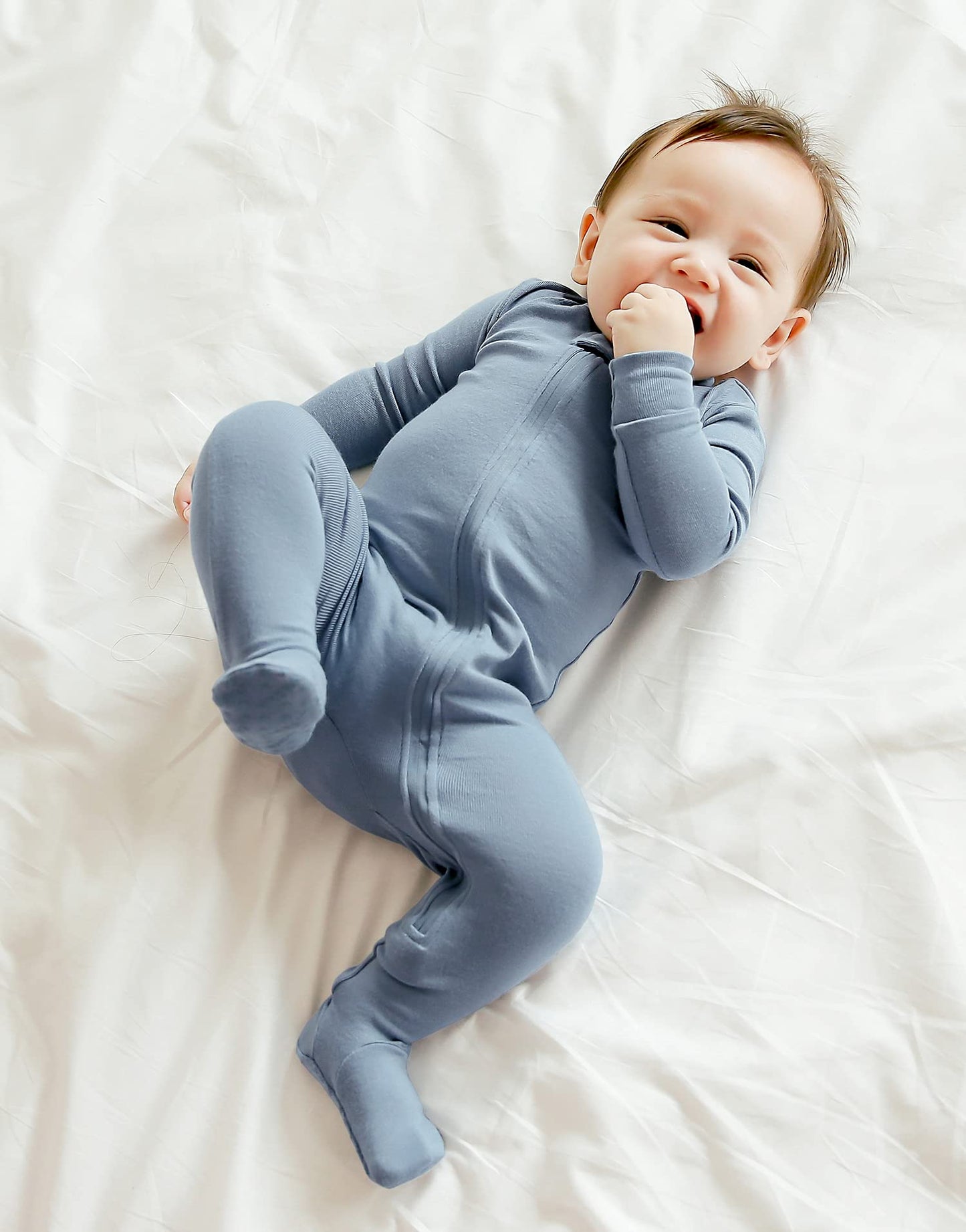 Vaenait Baby Toddler Boys Girls Solid Footie Pajama Cozy Modal Powderblue 6-9M