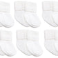 Jefferies Socks Baby Girls Boys Rock-A-Bye Bootie Socks 6 Pack, White, 0-9 Months