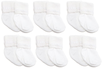 Jefferies Socks Baby Girls Boys Rock-A-Bye Bootie Socks 6 Pack, White, 0-9 Months