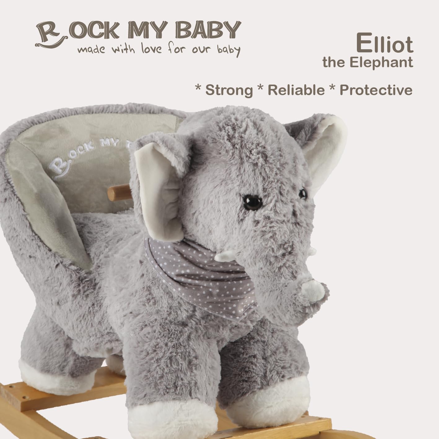 Rock My Baby Rocking Horse Elephant with Chair, Plush Stuffed Rocking Animals, Baby Rocker with Sweet Music, Animal Ride on for