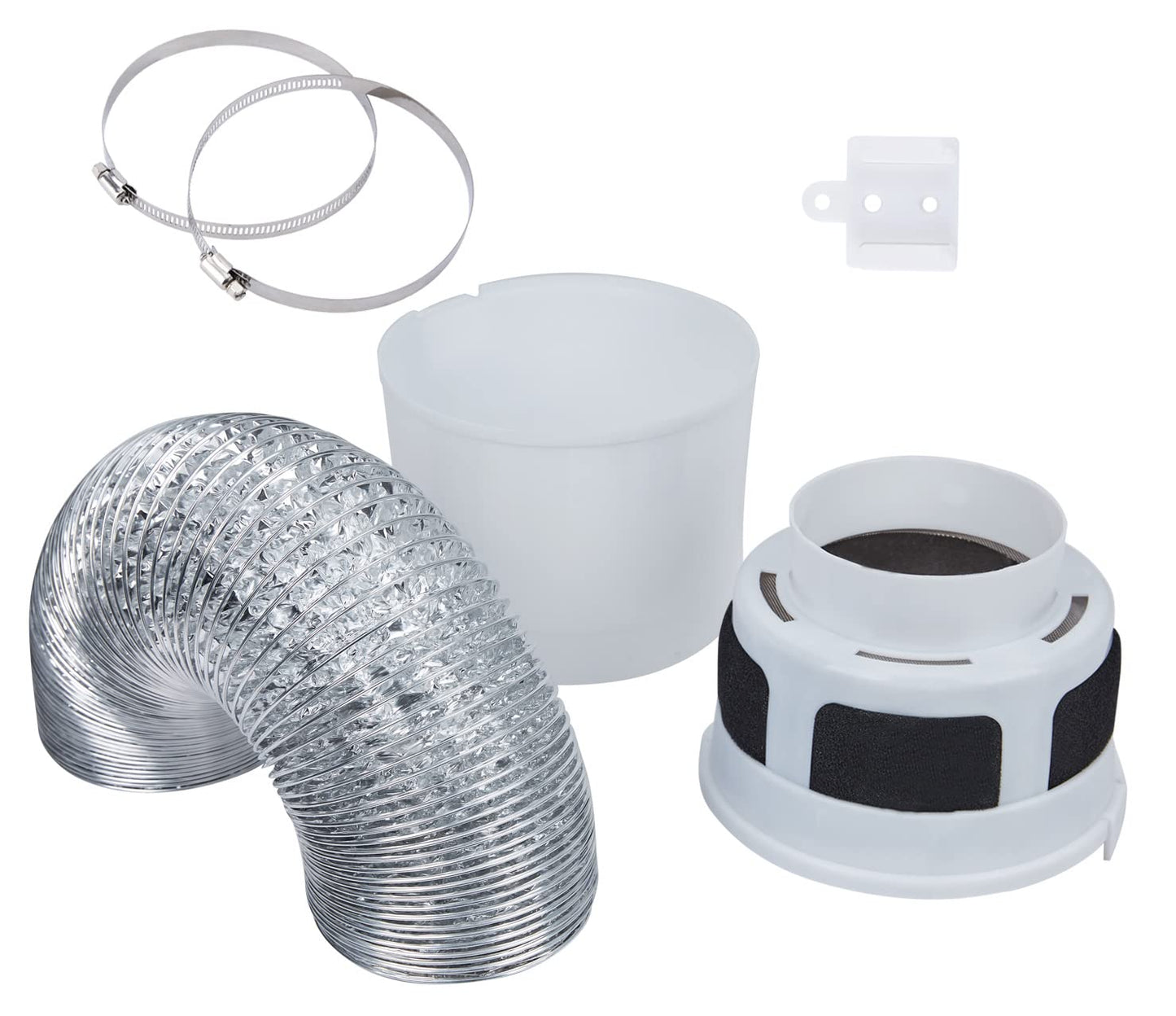 VIWINVELA 3 IN 1 Indoor Dryer Vent Kit Filter Bucket for Electric Dryer with 4-Inch by 5-Feet Proflex Duct (Silver)