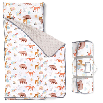 Winghenlee Toddler Nap Mat With Removable Pillow And Blanket, Extra Large Rolled Napping Mat, Soft Kids Sleeping Bag For Boys Gi