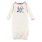 Touched by Nature Unisex Baby Organic Cotton Gowns, Garden Floral, Preemie/Newborn