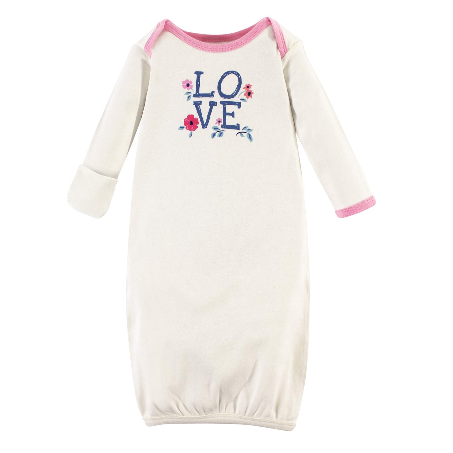 Touched by Nature Unisex Baby Organic Cotton Gowns, Garden Floral, Preemie/Newborn